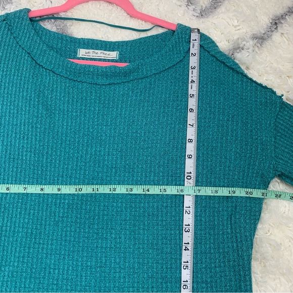 We The Free By Free People Teal Waffle Knit Thermal Oversized Tunic - Picture 12 of 13